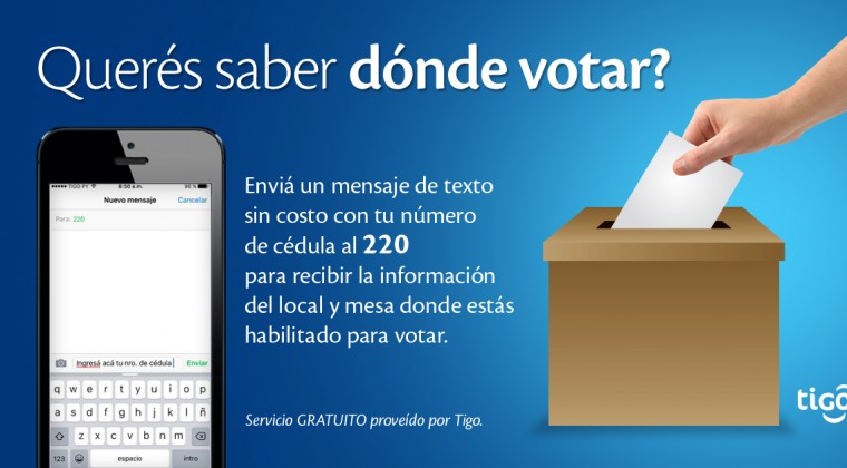 Tigo habilitó número corto para conocer lugar y mesa de votación