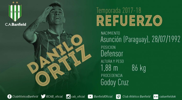 Oficializan la llegada de Danilo Ortiz a Banfield