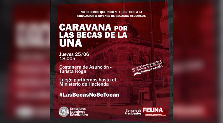 Estudiantes de la UNA organizan caravana en protesta a “tijerazo” de más de G. 1.570 millones