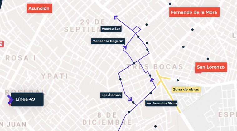 VMT reubica 34 paradas de buses en calles alternativas a Tres Bocas