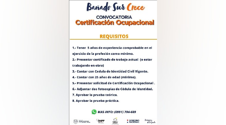 “Bañado Sur Crece” ofrecerá certificación a profesionales empíricos