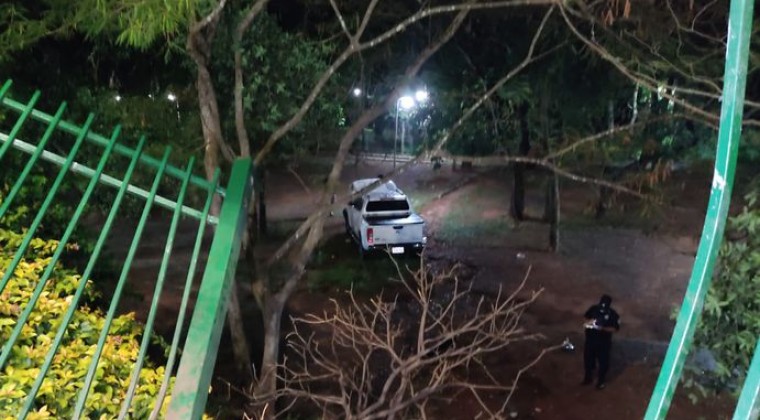 Siguió derecho y entró al Parque de la Salud con camioneta y todo